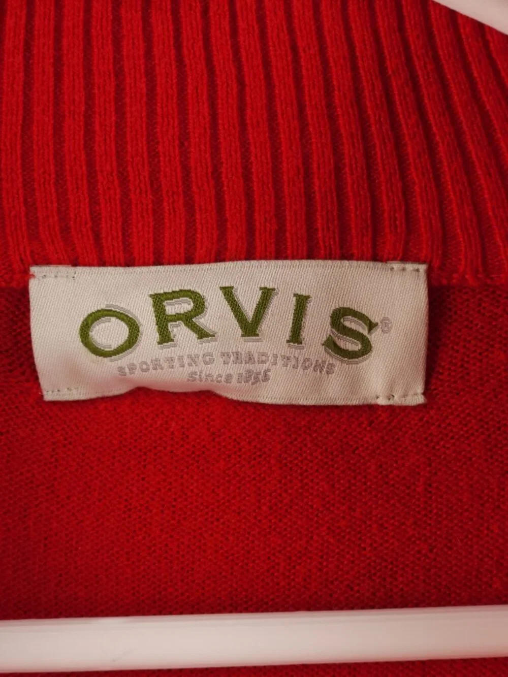 Orvis Cotton Silk Cashmere Pullover Red Sweater Soft 1/4 Zip Knit Mock Neck